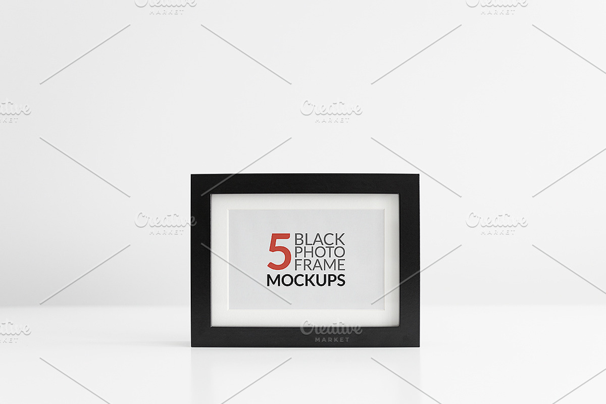 5 Black Photo Frame Mockups, a Print Template by Gabor Monori (Photo 3 of 5)