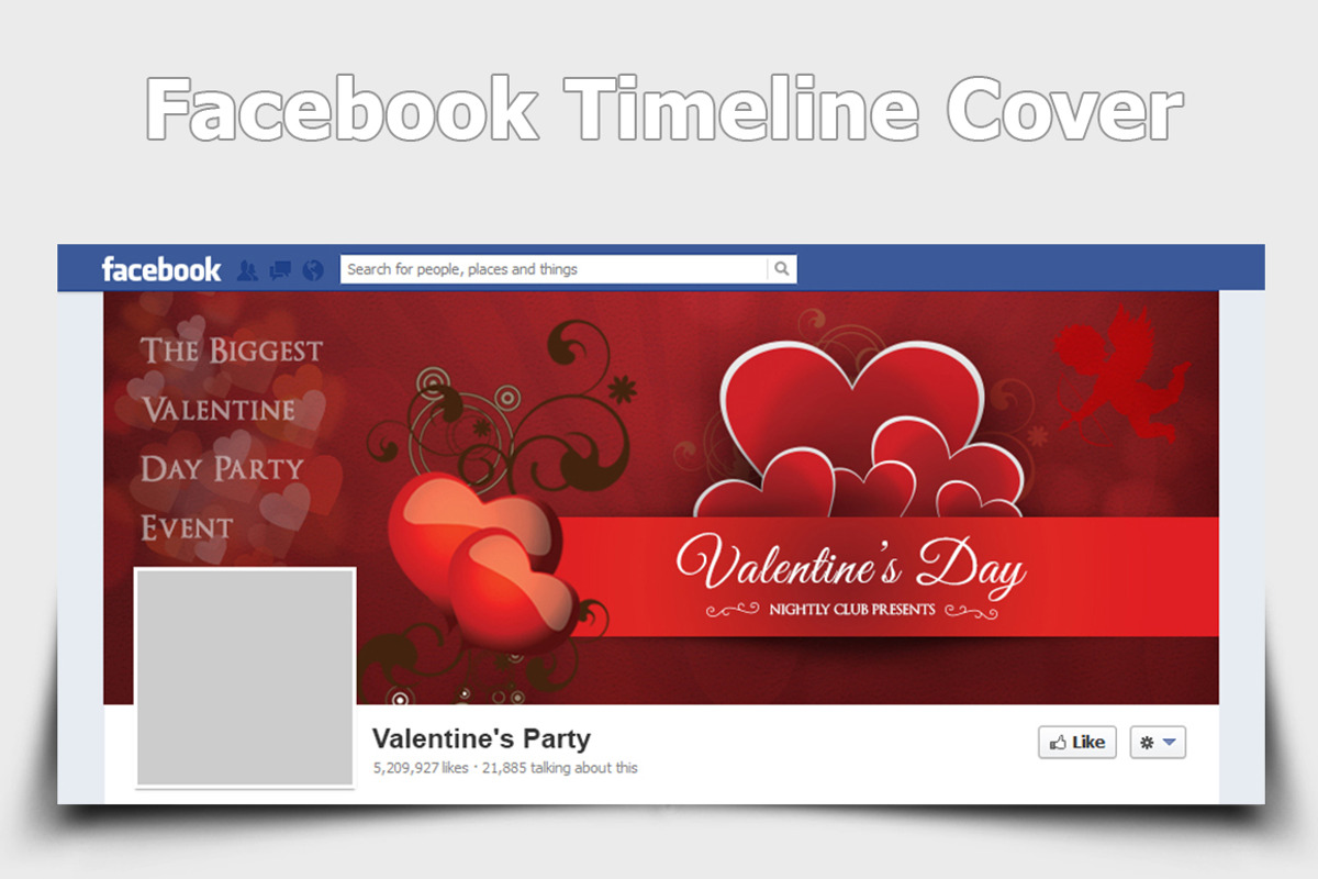 Valentine Party FB Timelin Cover v2, a Templates & Theme by Dotnpix