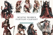 Mystic Women Fantasy Clipart Bundle, a Person Illustration by BusyDaydesign (Thumbnail 1 of 9)