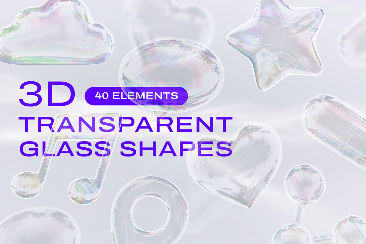 3D Glass Shapes - 40 Png Elements, an Object Graphic by rawpixel