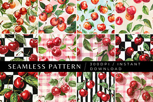 12 Fantastic Cherry Seamless Pattern, a Pattern Graphic by Inknfolly