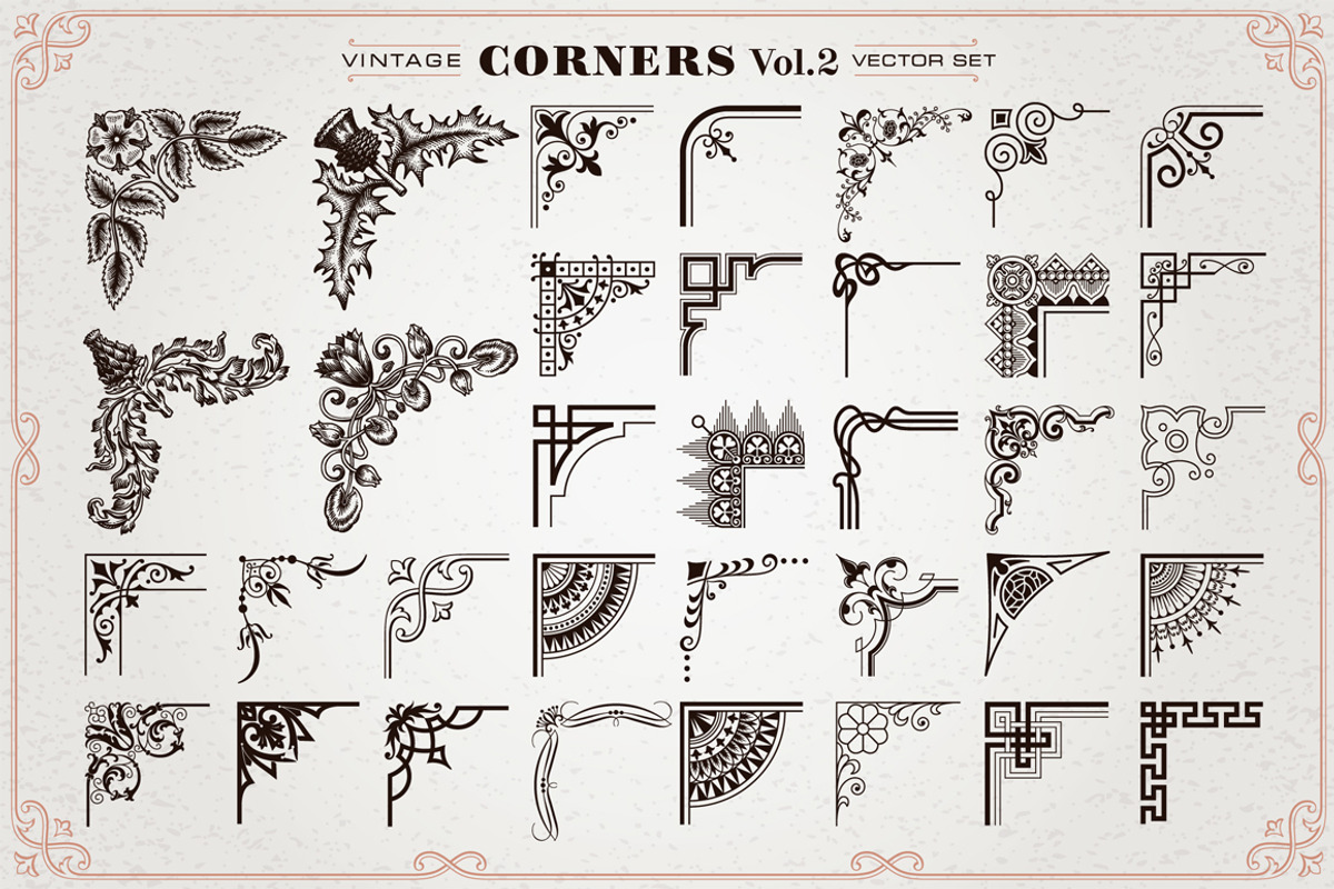 35 Vector Vintage Style Corners Set, a Background Graphic by Digiselector Design Goods (Photo 2 of 2)