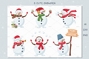 Christmas snowmen & cards, a Seasonal Illustration by Valeria Soloveva (Thumbnail 2 of 6)