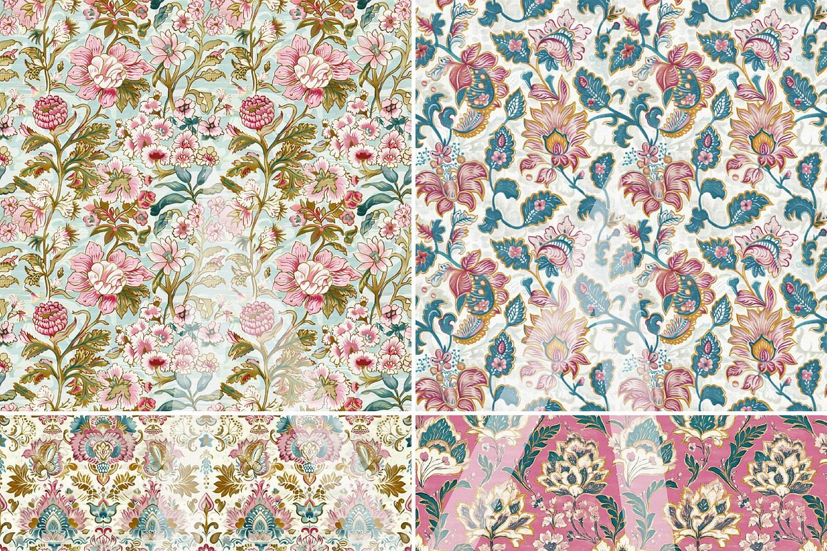 Boho Floral Digital Paper Pack, a Pattern Graphic by Maishop (Photo 4 of 8)