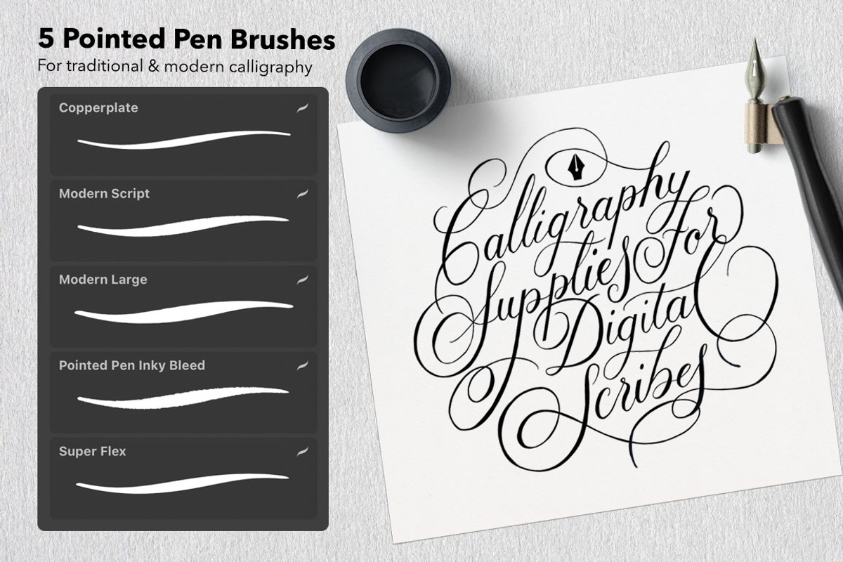 Essentials for Calligraphy-Procreate, a Brush Add-On by iPad Calligraphy (Photo 2 of 16)