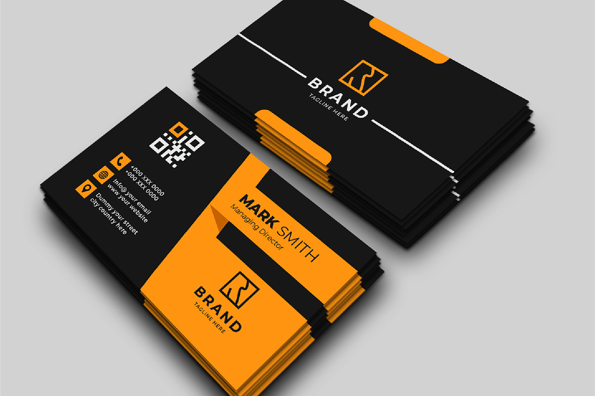 Modern Orange Black Business Card, a Business Card Template by M9 Design (Photo 1 of 3)