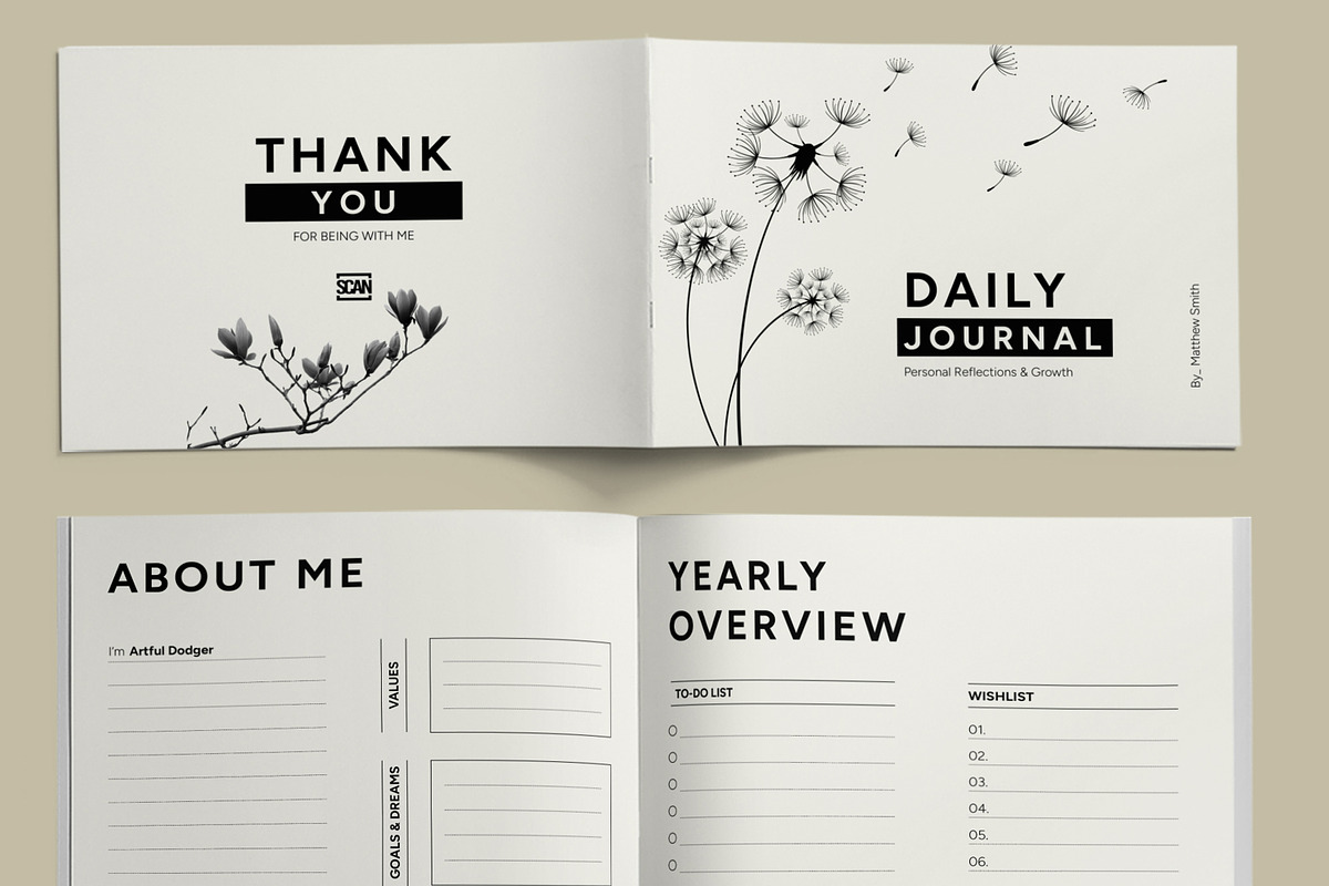 Minimal Daily Journal Planner Layout, a Stationery Template by ContestDesign (Photo 2 of 5)