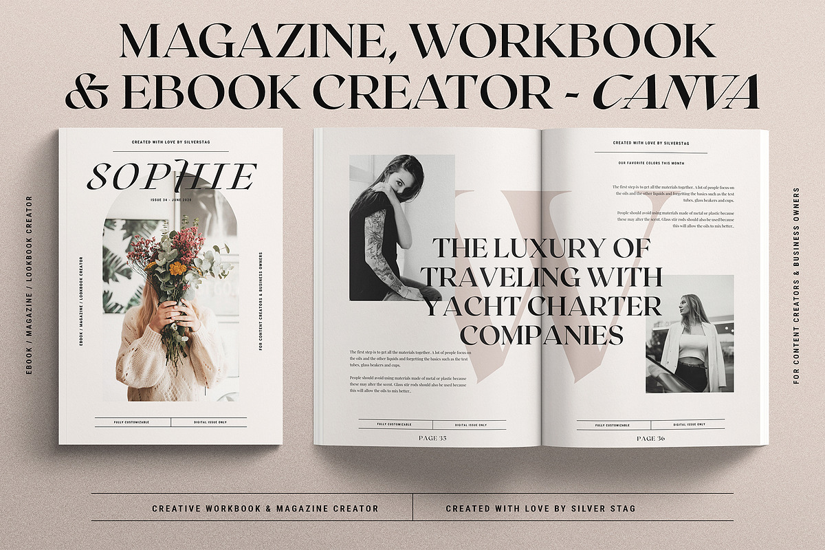 Sophie CANVA eBook/Magazine Creator, a Magazine Template by SilverStag Type Foundry (Photo 1 of 26)