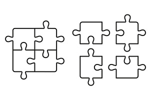 Unfinished Jigsaw Line Icons, an Object Illustration by Gentle Studio