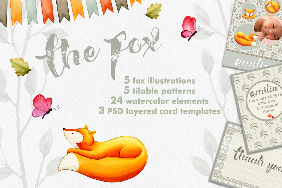 The Fox - Mini Collection, an Illustration by Watercolor Nomads (Photo 1 of 3)