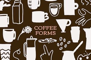 200+ COFFEE CLIPARTS, HAND DRAWN SET
