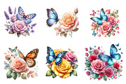 Watercolor Butterfly and Roses, an Illustration by CreationArt (Thumbnail 5 of 6)