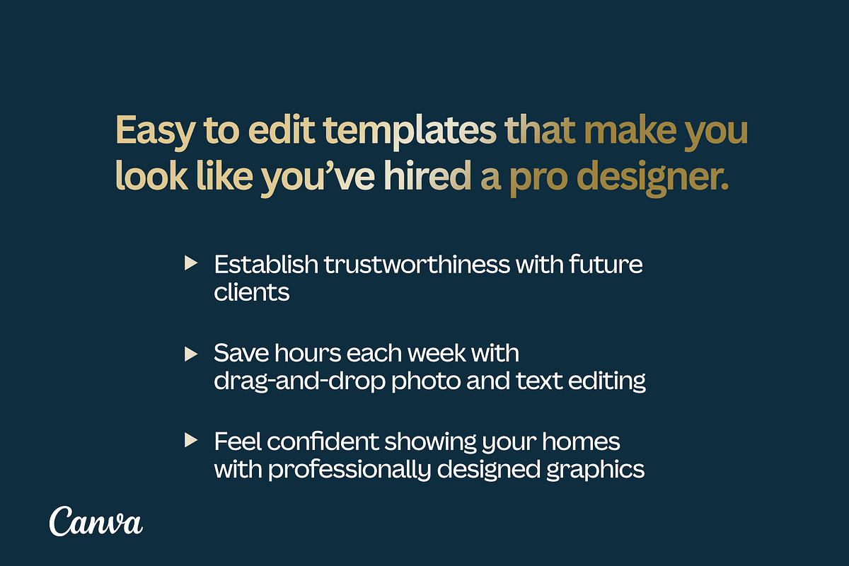Navy & Gold Realtor Canva Templates preview 3