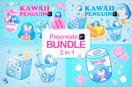 Procreate Brushes, Penguin Stamps, a Brush Add-On by InkPrintsTattoo