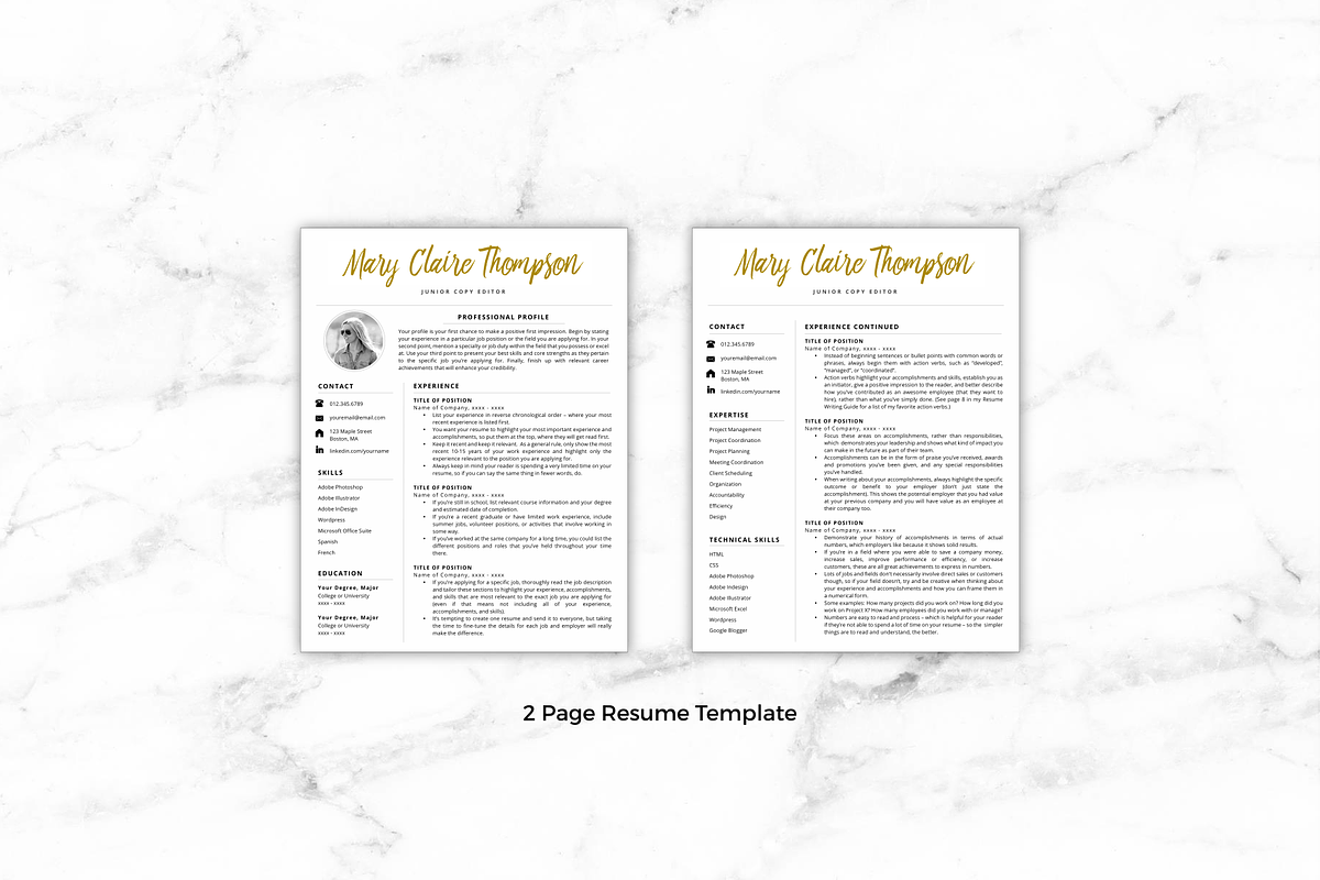 Resume Template/CV - Mary, a Resume Template by Resume Template Studio