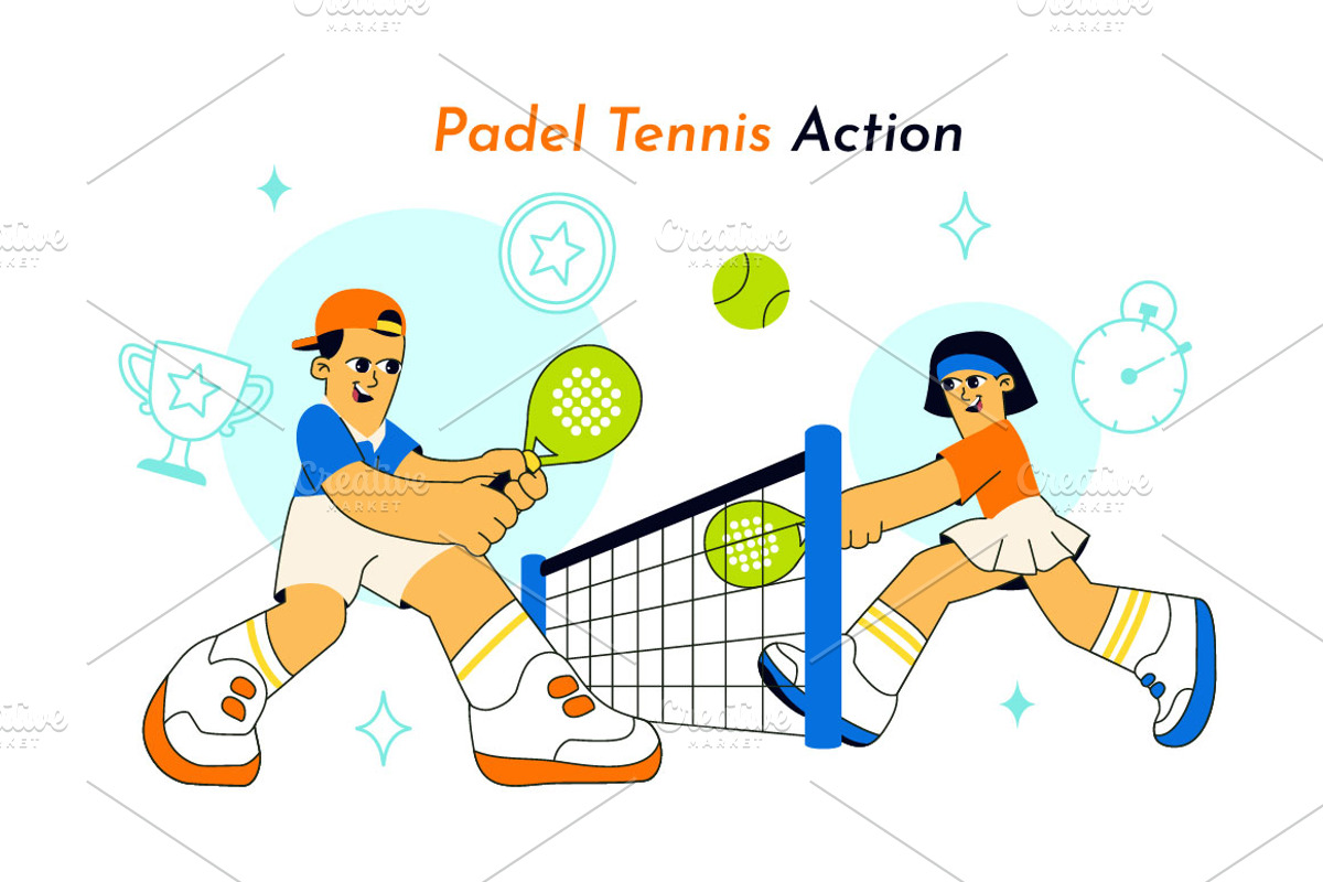10 Padel Tennis Action Illustration, a Sport Illustration by denayunebgt (Photo 4 of 4)