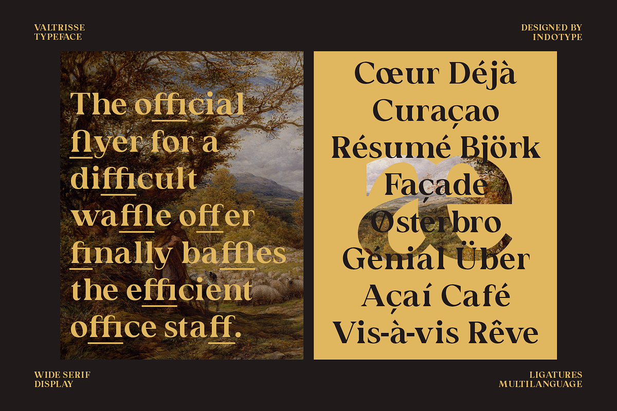 Valtrisse - Wide Serif Display Font, a Font by Indotype Foundry (Photo 10 of 10)
