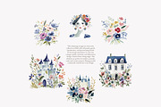whimsical watercolor castle clipart, a Decorative Illustration by Patishop Art (Thumbnail 4 of 10)
