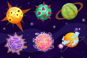 9 Cartoon Fantasy Planets