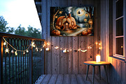 Halloween Pumpkin House with Witch, a Background Graphic by Floraphoria (Thumbnail 6 of 10)
