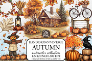 Hand Drawn Vintage Autumn Clipart, an Illustration by Libby Wishes (Thumbnail 1 of 6)