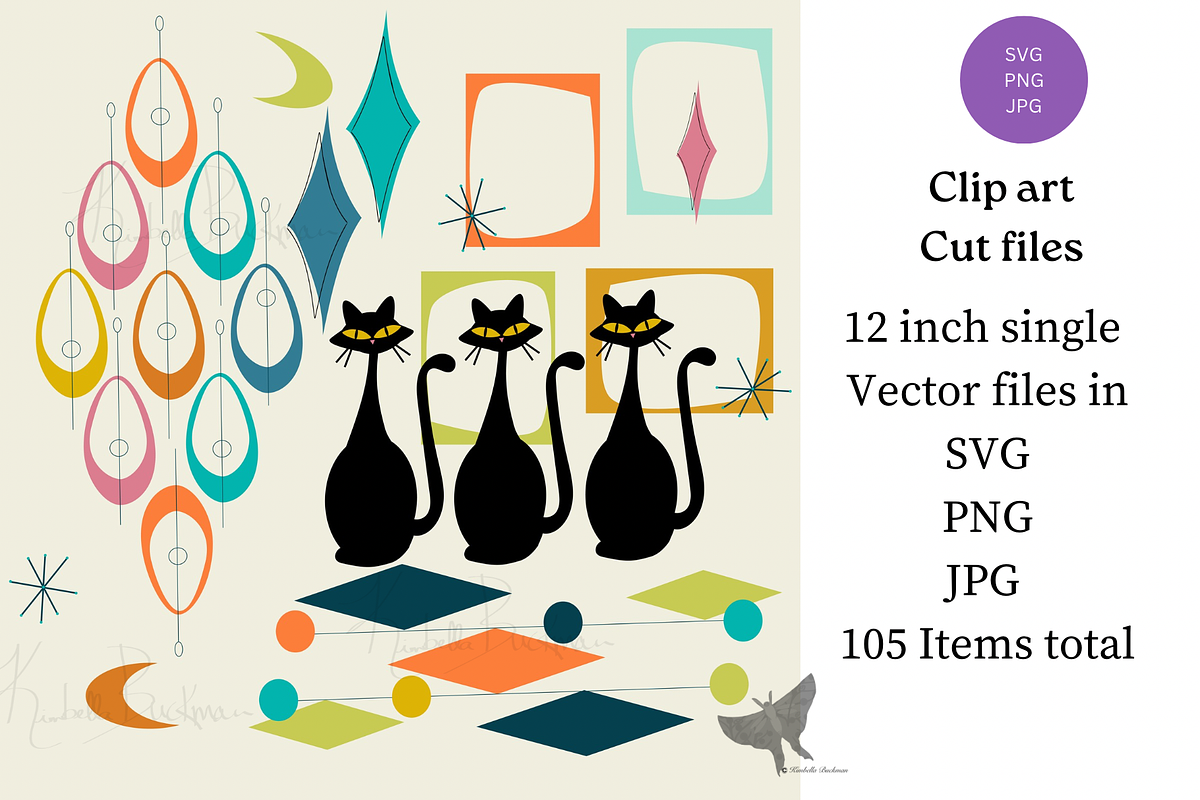 Mid Century Modern Asset Bundle, a Decorative Illustration by Kimbella Buckman Designs (Photo 3 of 6)