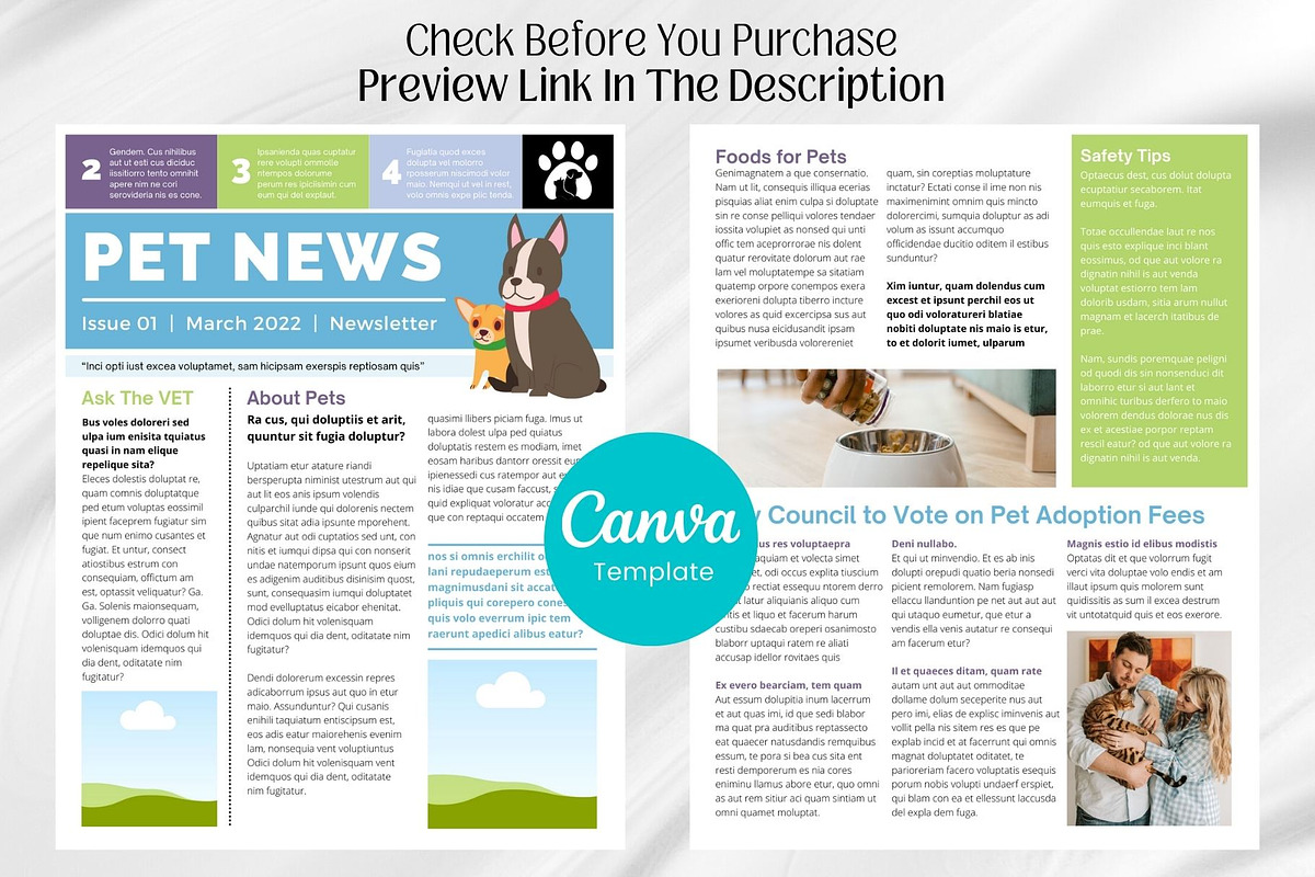 Canva newsletter template for pet care preview 2