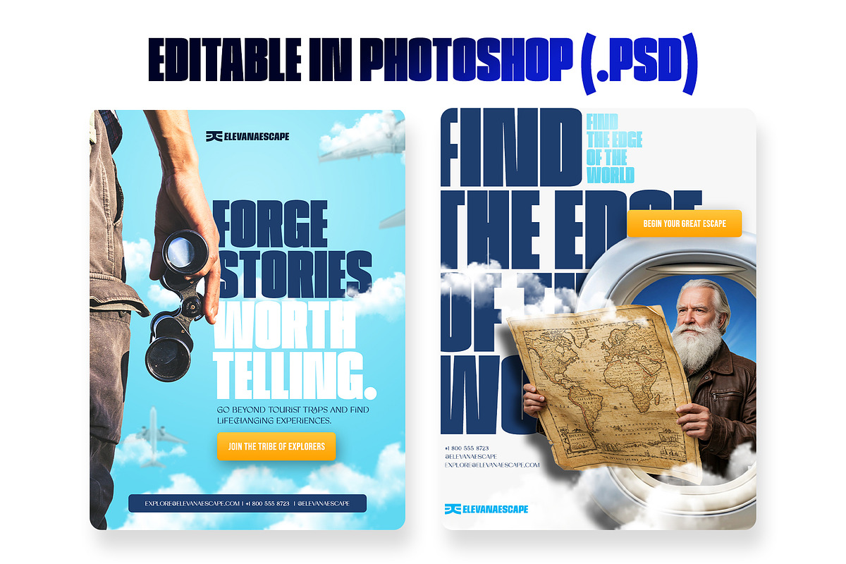 Travel Agency Social Media Kit, a Social Media Template by Carsindesign Templates (Photo 3 of 3)