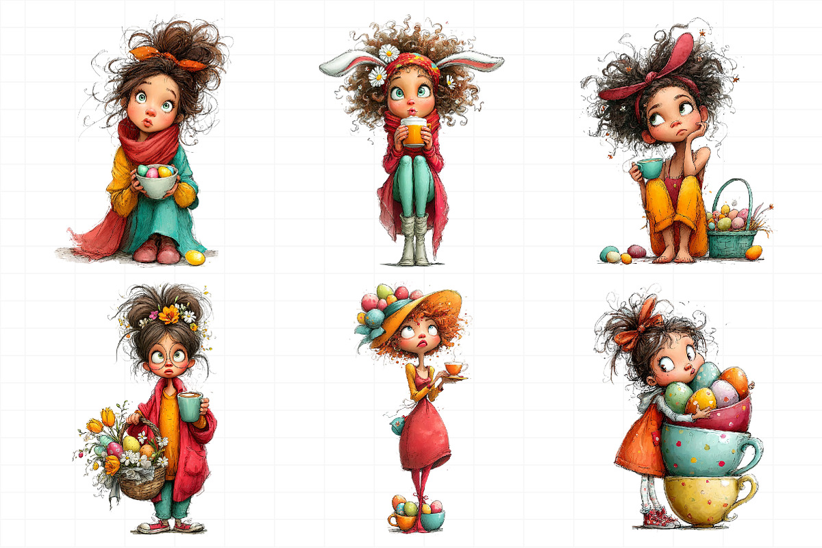 Whimsical Easter Coffee Girl Clipart, an Illustration by Daily.Designs (Photo 5 of 7)