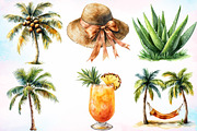 Watercolor Sepia Tropical Beach PNG, a Seasonal Illustration by Canvas Craft (Thumbnail 4 of 5)