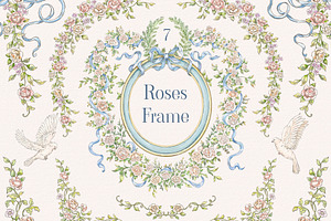 Roses Frame Watercolor PNG Clipart