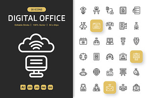 Digital Office Icons, an Icon by Spacepixel Creative