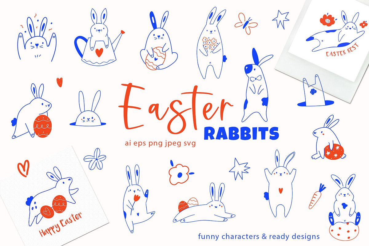 Easter Rabbits – Cute Hand Drawn Set, an Animal Illustration by danceyourlife (Photo 1 of 8)