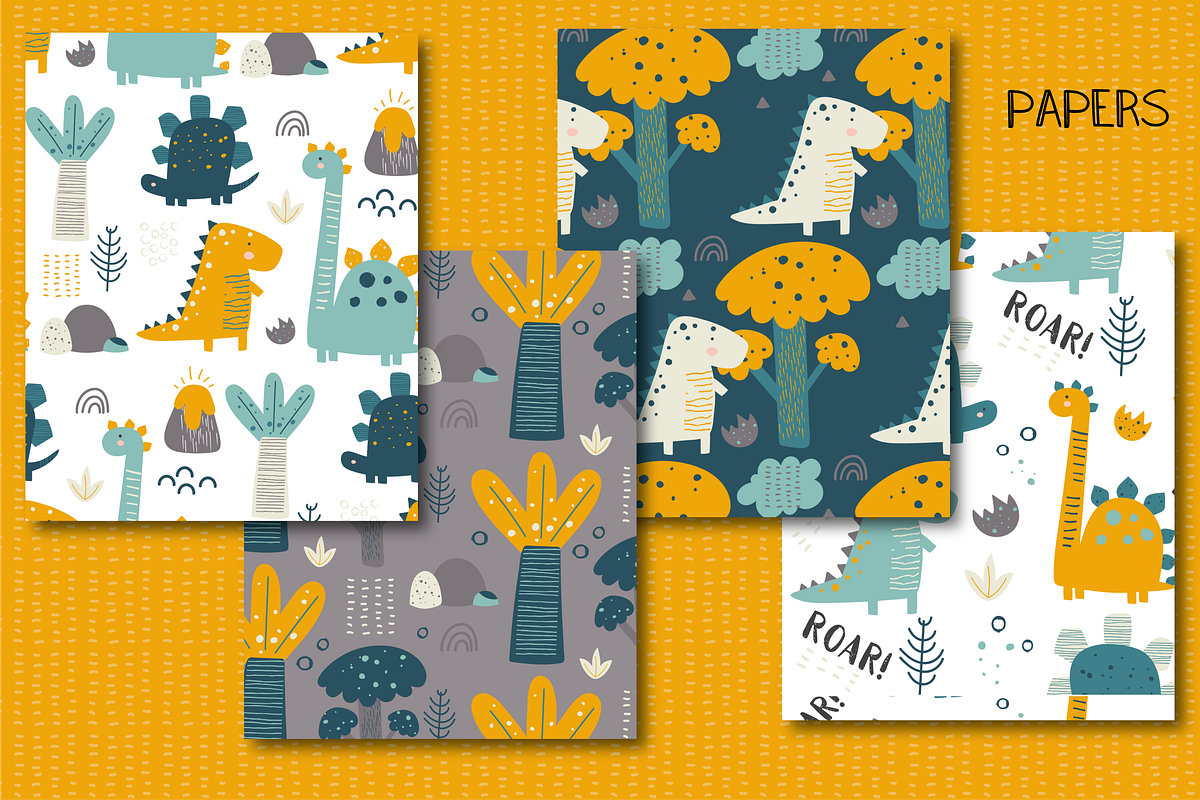 Dino fun paper, a Pattern Graphic by Poppymoondesign (Photo 2 of 3)