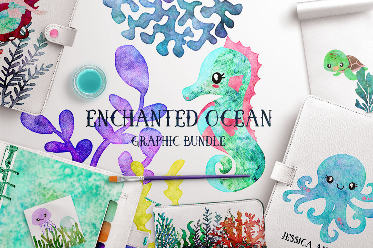 Ocean Fantasy Watercolor Bundle, an Animal Illustration by ClipartBrat Graphics (Photo 6 of 6)