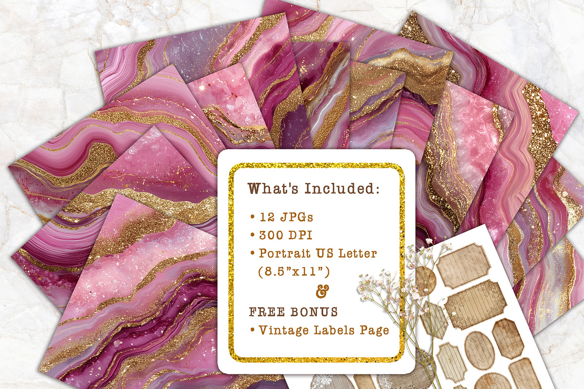 Blush Pink Agate Textures Scrapbooks, a Background Graphic by V Design Creator (Photo 7 of 12)
