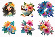 Whimsical Hawaiian Summer Clipart, an Illustration by DreamArtGraphic (Thumbnail 2 of 8)