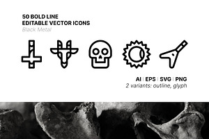 50 Black Metal Icons