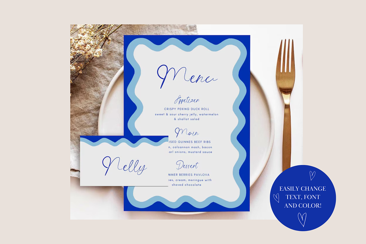 Wavy Menu Template, a Stationery Template by ForeverPrint (Photo 3 of 11)