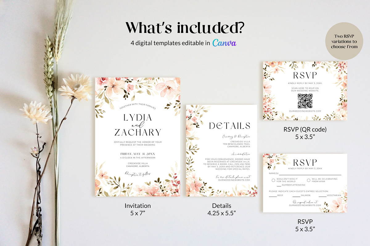 Wildflower Wedding Invite Template, an Invitation Template by Cottontail Paper Shop (Photo 4 of 7)