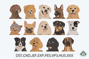 Cute Dog Faces Embroidery Bundle, a Solid Icon by Craft Nest