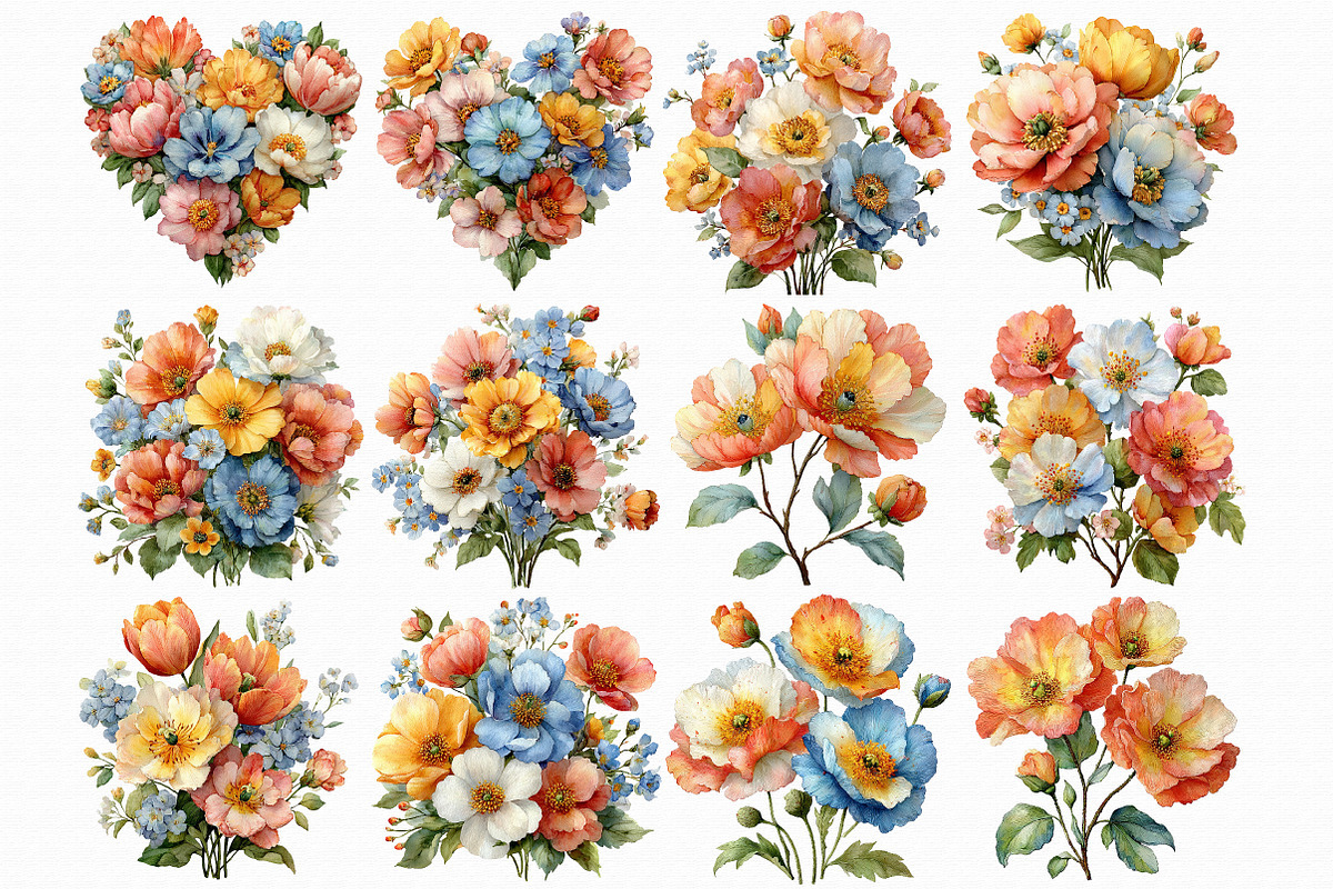 Colorful Flowers Clipart, an Illustration by Libby Wishes (Photo 6 of 6)