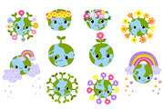 Cute Earth Day Clipart Set: Kawaii, an Object Illustration by the_myro (Thumbnail 3 of 9)