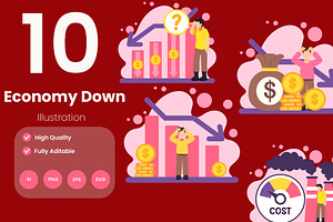 Economy Down Illustration Pack, an Illustration by baii09