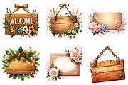 Watercolor Wood Sign Clipart, a Seasonal Illustration by DreamArtGraphic (Thumbnail 3 of 4)