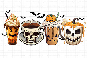 Skeleton Coffee Cups Png-Sublimation