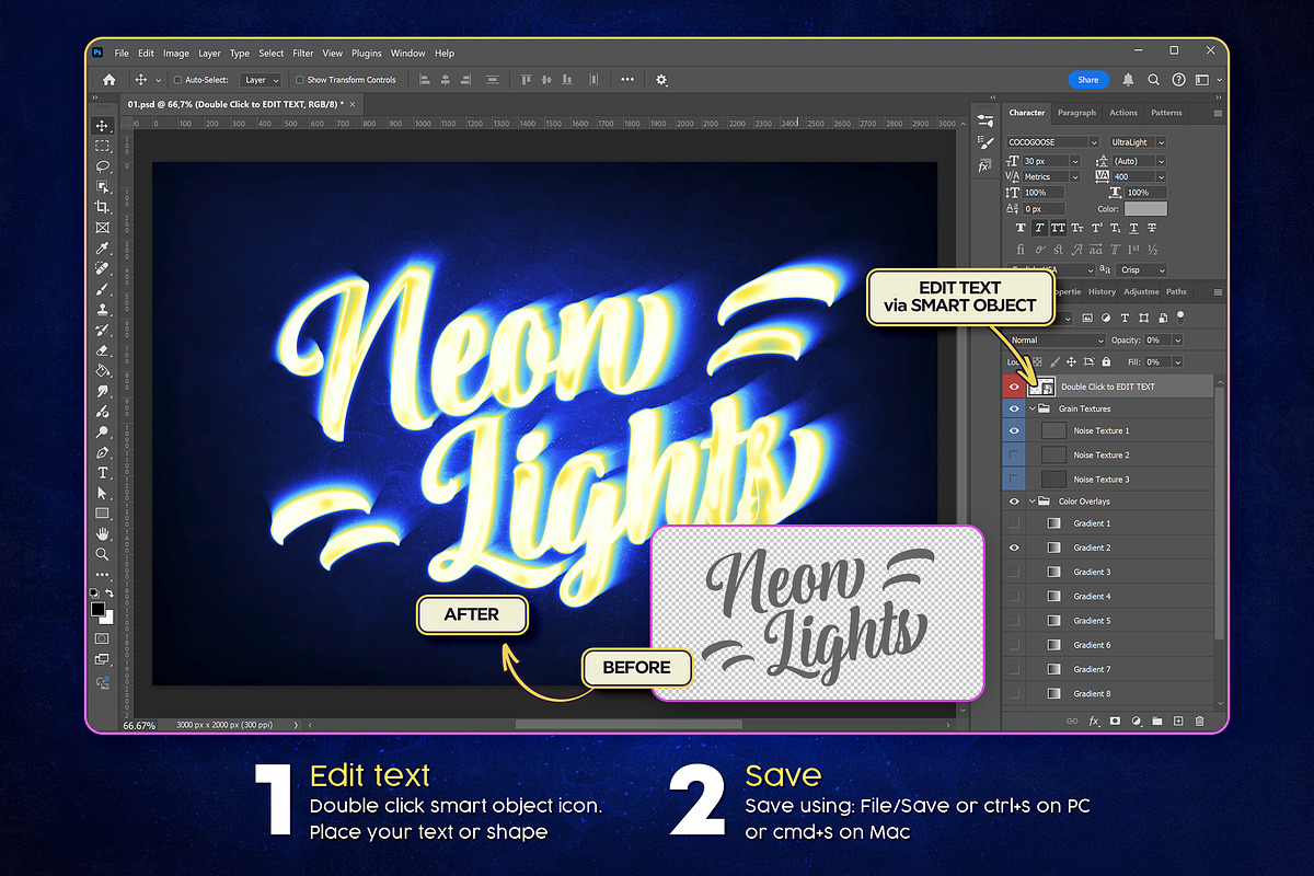Neon Lights Text Effect, a Layer Style Add-On by Andrew Skoch Design (Photo 5 of 6)
