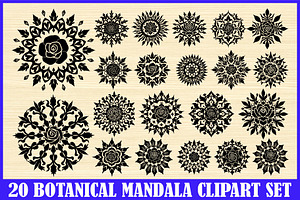 20 Botanical Mandala Clipart Set, an Illustration by Artivon