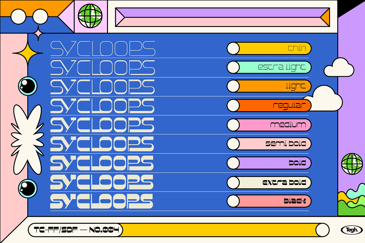 Sycloops Family Display, a Sans Serif Font by Tegh co. (Photo 2 of 11)