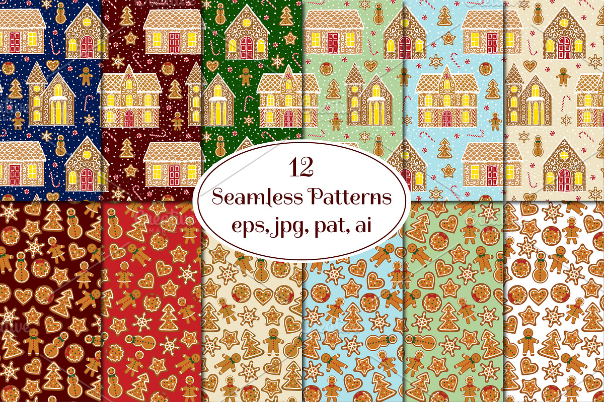 Gingerbread Town (cliparts&patterns), a Decorative Illustration by Sveta Aho (Photo 4 of 6)